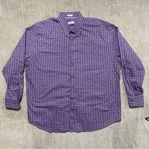 Peter Millar Men's Purple Plaid Shirt 100% Cotton Button Down 2XL Long Sleeve